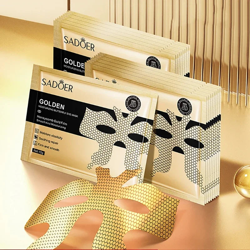 10 Stück SADOER Peptid-Golden-Kollagen-Augenmaske Feuchtigkeitsspendend Straffend Glättend Anti-Augenringe Augenmasken Hautpflege