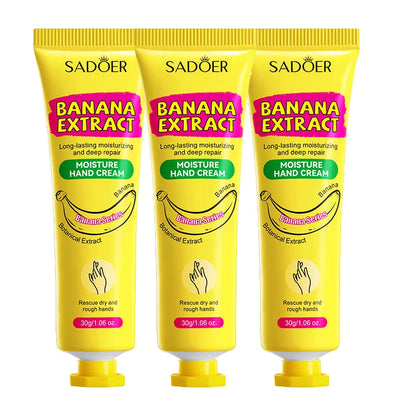 3/5 Stück SADOER Bananen-Handcreme – Anti-Trocknungs- und Risscreme – Feuchtigkeitsspendend, aufhellend, reparierend – für die Hautpflege der Hände