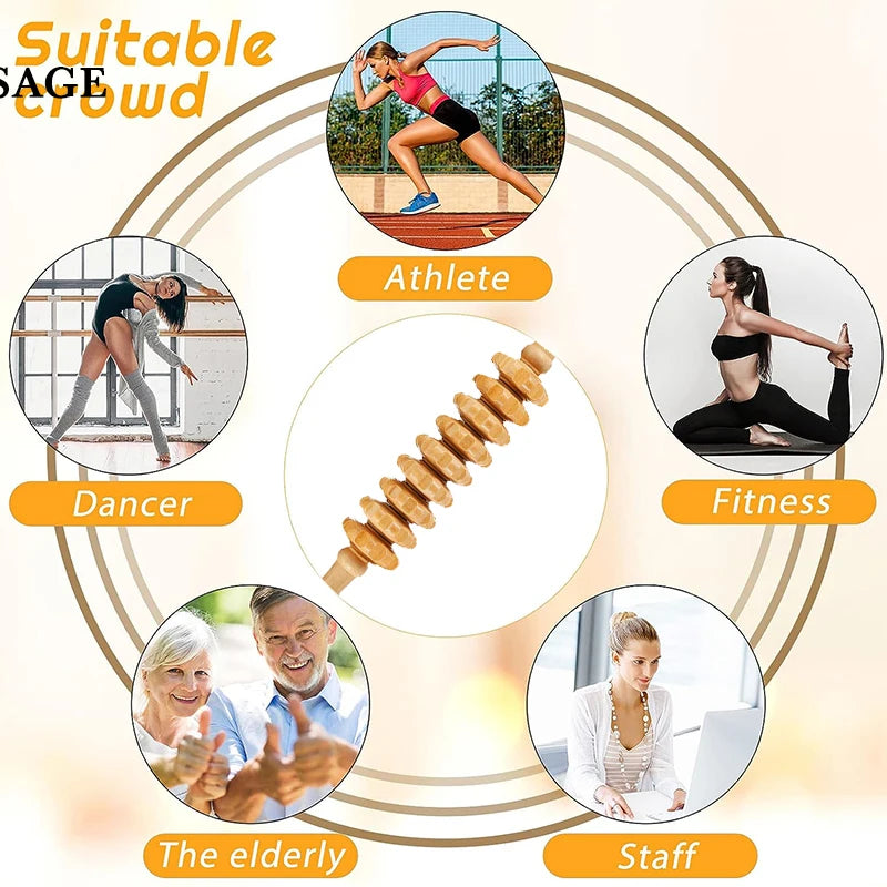 Holzmassagerolle, Lymphdrainage-Massage, Schabmassage, Ganzkörper-Schmerzlinderungswerkzeug, Anti-Cellulitis-Massage