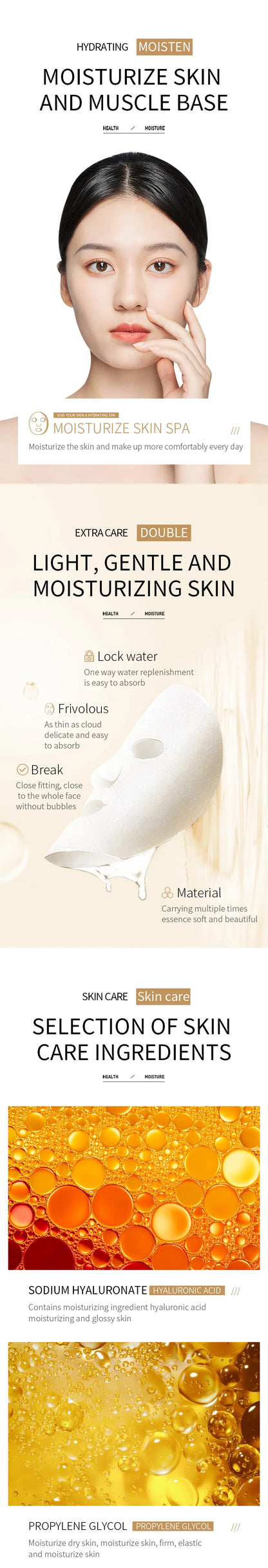 20 Stück BIOAQUA Centella Collagen Gesichtsmasken Feuchtigkeitsspendende, erfrischende Tuchmasken Hyaluronsäure-Gesichtsmaske Hautpflegeprodukte