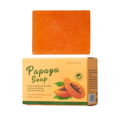 100 g KORMESIC Handgemachte Papaya-Seife für Dusche und Gesicht – reinigend, gegen Akne, aufhellend und zur Entfernung von Akne