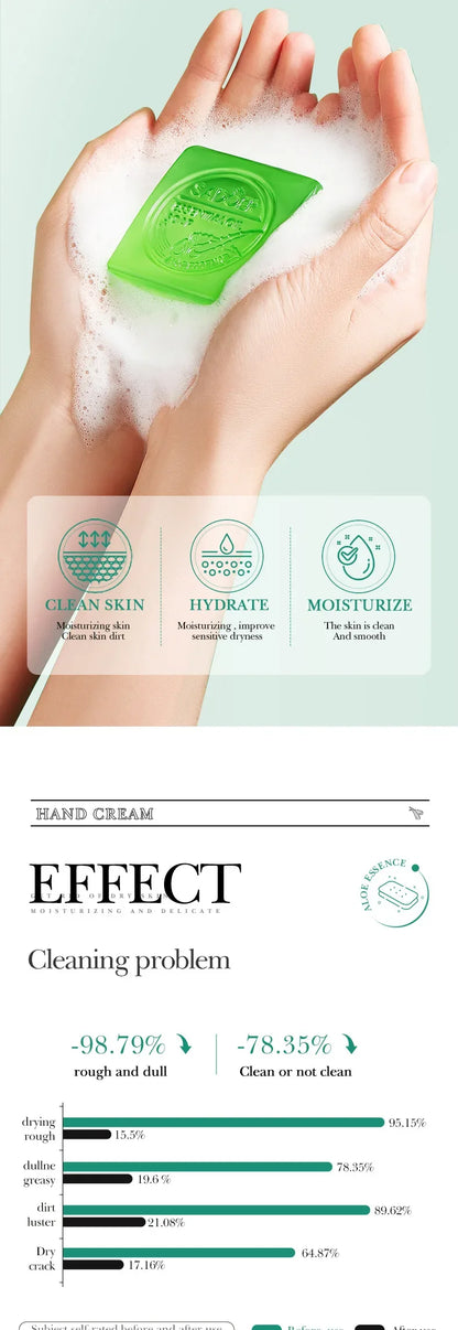 SADOER Aloe Gesichtsseife, Gesichtsreinigungsschaum, feuchtigkeitsspendend, straffend, ölregulierend, handgemachte Seife