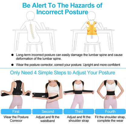 Back Posture Corrector Brace - Shoulder Support for Pain Relief &amp; Spine Alignment
