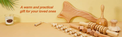 6-in-1-Massagegerät aus Holz zur Lymphdrainage, Anti-Cellulite und Faszienmassage für die Ganzkörper-Muskulaturentspannung