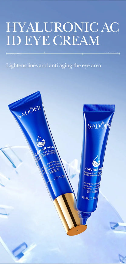 SADOER Kaviar Hyaluronsäure Augencreme – Anti-Aging Behandlung gegen dunkle Ringe &amp; Tränensäcke
