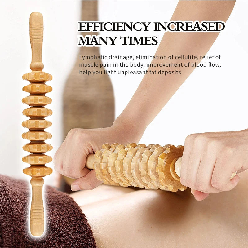 Holzmassagerolle, Lymphdrainage-Massage, Schabmassage, Ganzkörper-Schmerzlinderungswerkzeug, Anti-Cellulitis-Massage