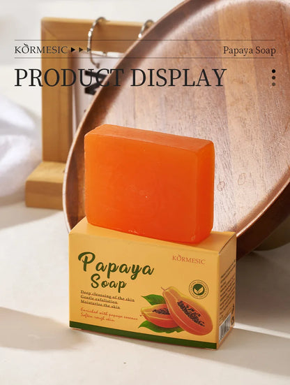 100 g KORMESIC Handgemachte Papaya-Seife für Dusche und Gesicht – reinigend, gegen Akne, aufhellend und zur Entfernung von Akne