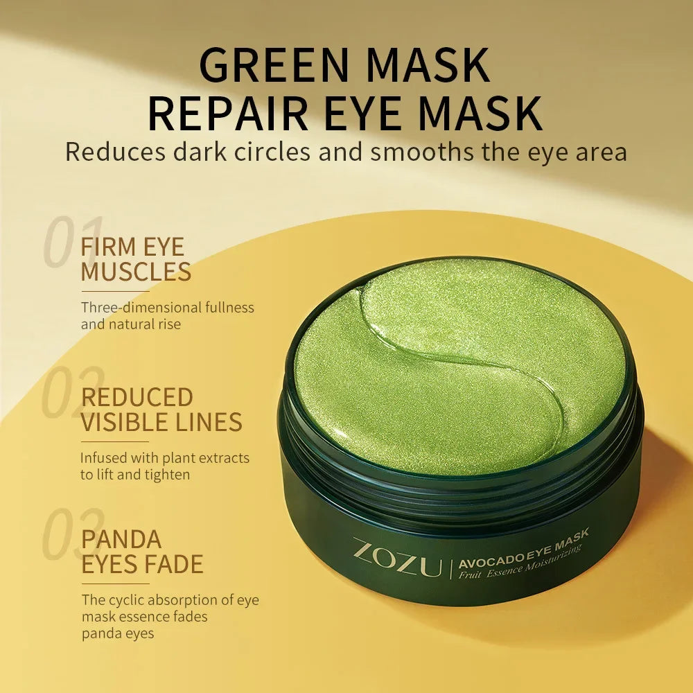 120 Stück Avocado Golden Collagen Augenmasken gegen Augenringe und Tränensäcke, feuchtigkeitsspendend, Anti-Falten-Augenpads, Hautpflegeprodukte