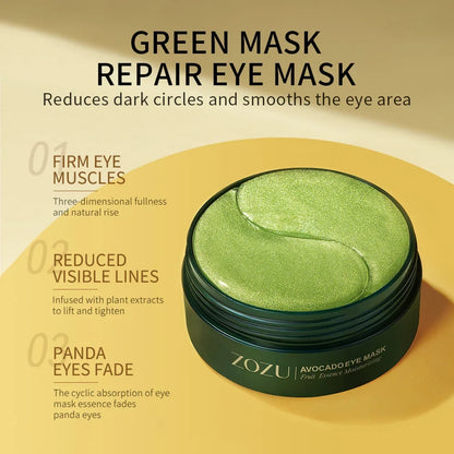 120 Stück Avocado Golden Collagen Augenmasken gegen Augenringe und Tränensäcke, feuchtigkeitsspendend, Anti-Falten-Augenpads, Hautpflegeprodukte