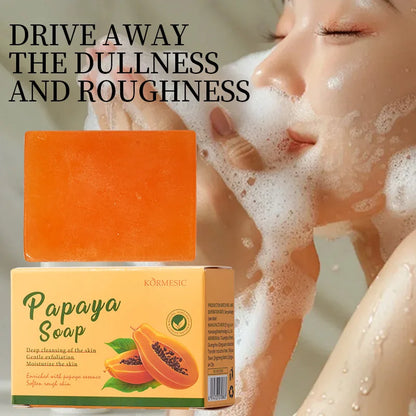 100 g KORMESIC Handgemachte Papaya-Seife für Dusche und Gesicht – reinigend, gegen Akne, aufhellend und zur Entfernung von Akne