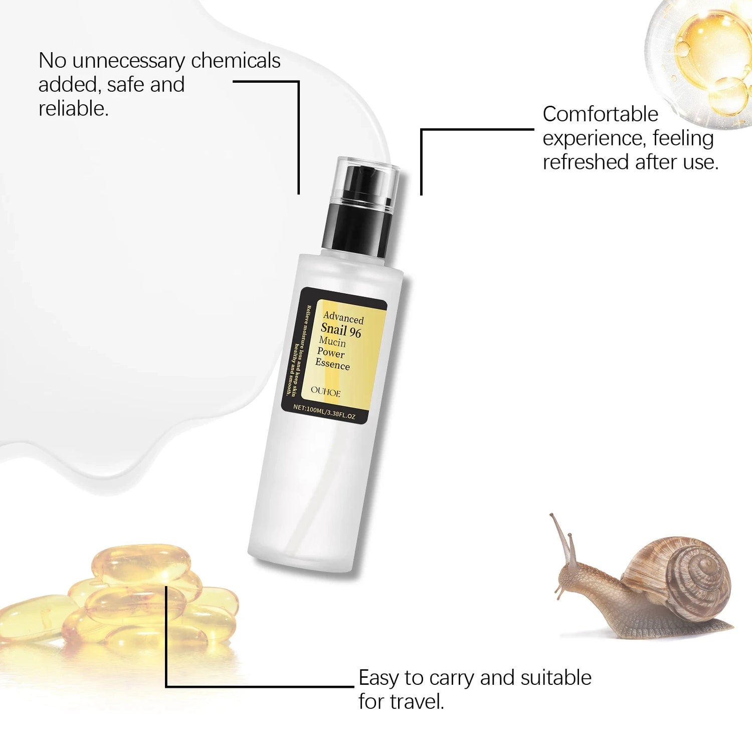 Snail 96 Mucin Power Essence – Mildert feine Linien – Feuchtigkeitsspendend, straffend, festigend, glättend, nährend, aufhellend – Hautpflege