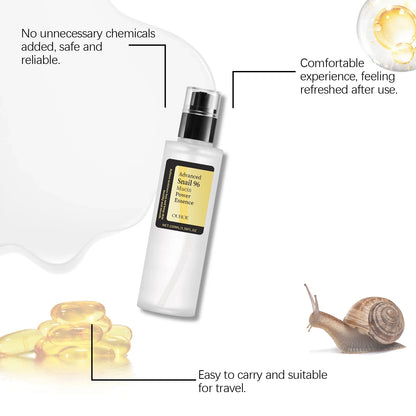 Snail 96 Mucin Power Essence – Mildert feine Linien – Feuchtigkeitsspendend, straffend, festigend, glättend, nährend, aufhellend – Hautpflege