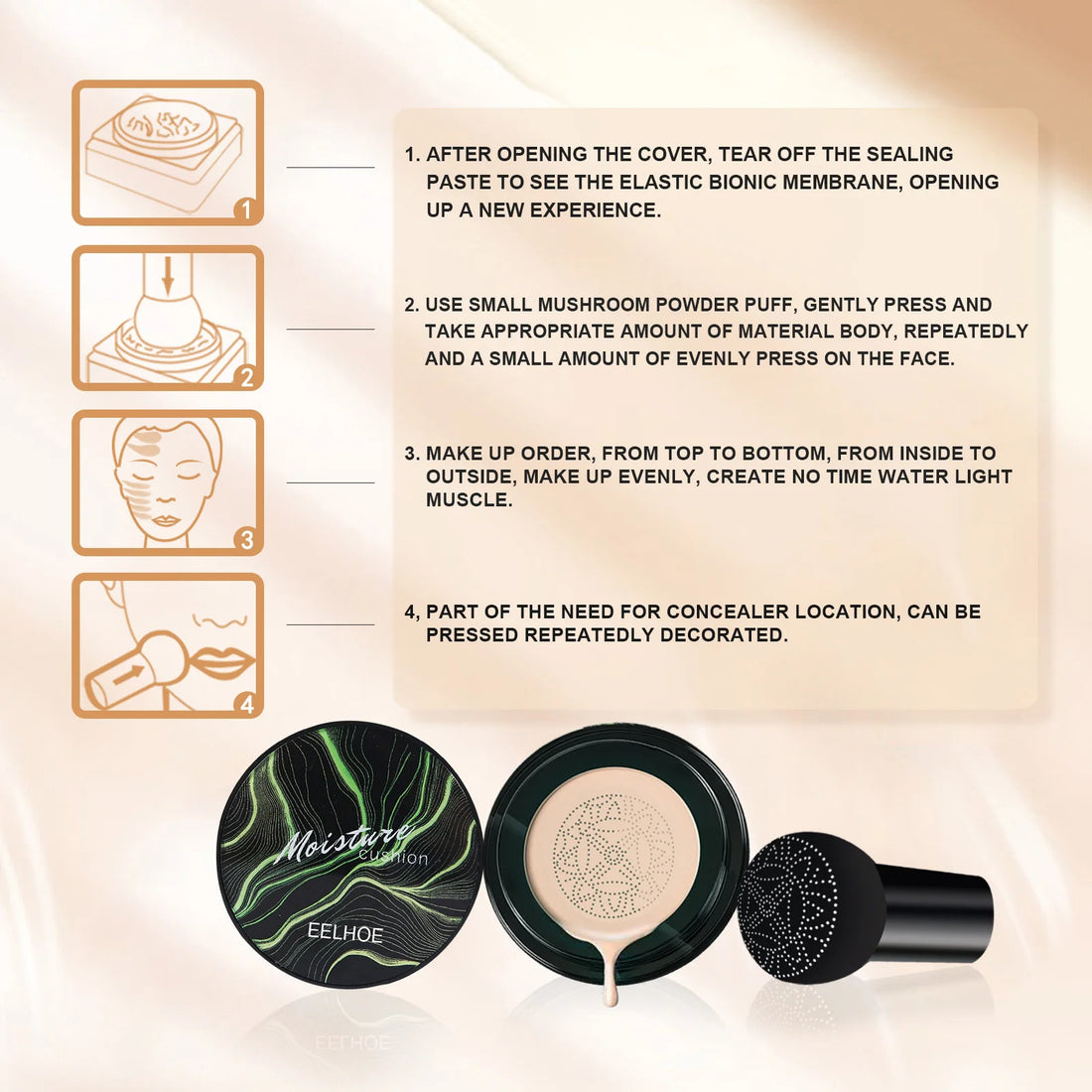 Mushroom Head Air Cushion BB Cream Magic Foundation Gesichts-Concealer Feuchtigkeitsspendend Wasserfest Aufhellend Make-up-Basis Kosmetik
