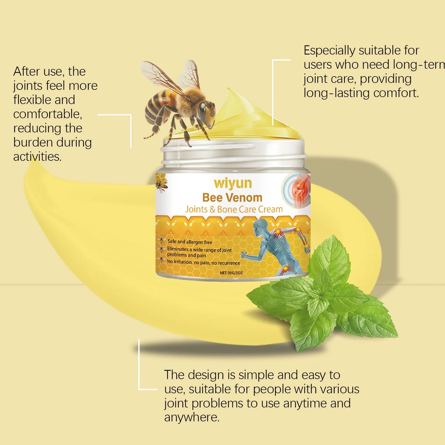 족저근막염 무지외반증교정기 Venom Joint Repair Cream Reduziert Muskelschmerzen. Tief feuchtigkeitsspendende Creme für Muskeln und Gelenke. Bee Reparing Cream