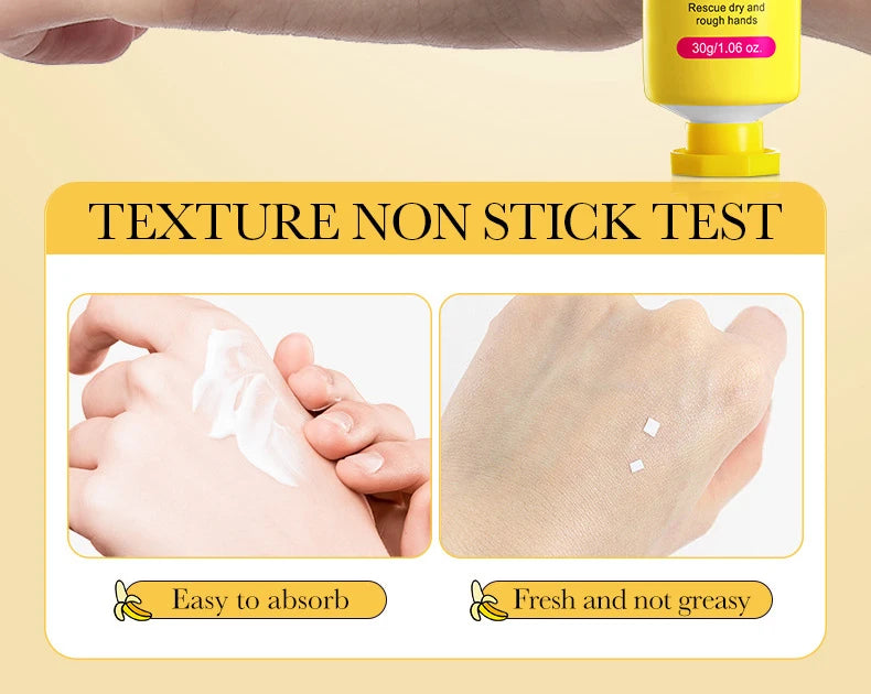 3/5 Stück SADOER Bananen-Handcreme – Anti-Trocknungs- und Risscreme – Feuchtigkeitsspendend, aufhellend, reparierend – für die Hautpflege der Hände