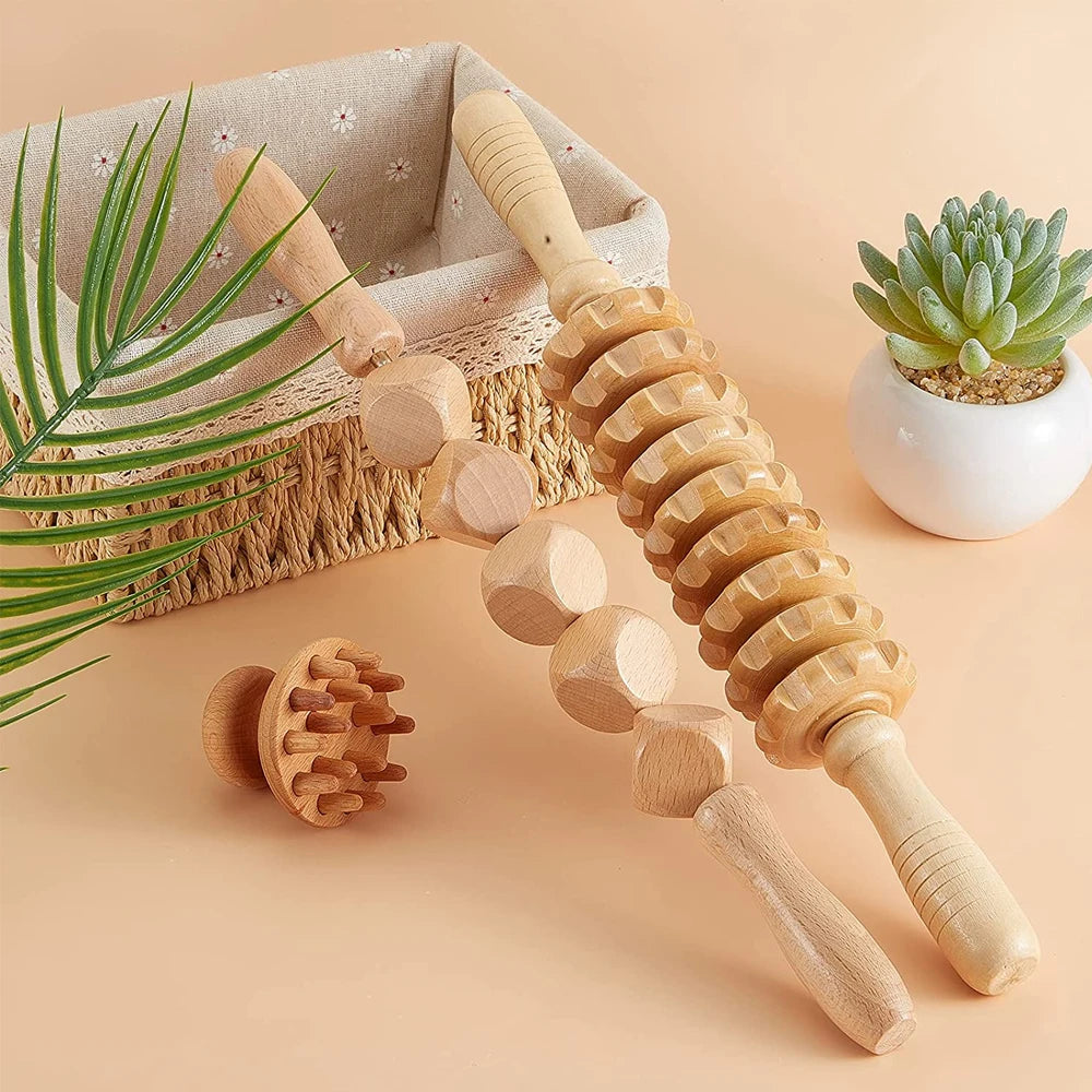 1 Stück Massagegerät aus Holz, Therapiegerät aus Holz zur Linderung von Muskelschmerzen, Körperformungswerkzeug, Faszienmassage