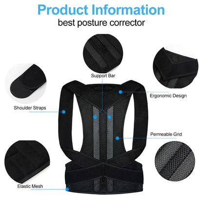 Back Posture Corrector Brace - Shoulder Support for Pain Relief &amp; Spine Alignment