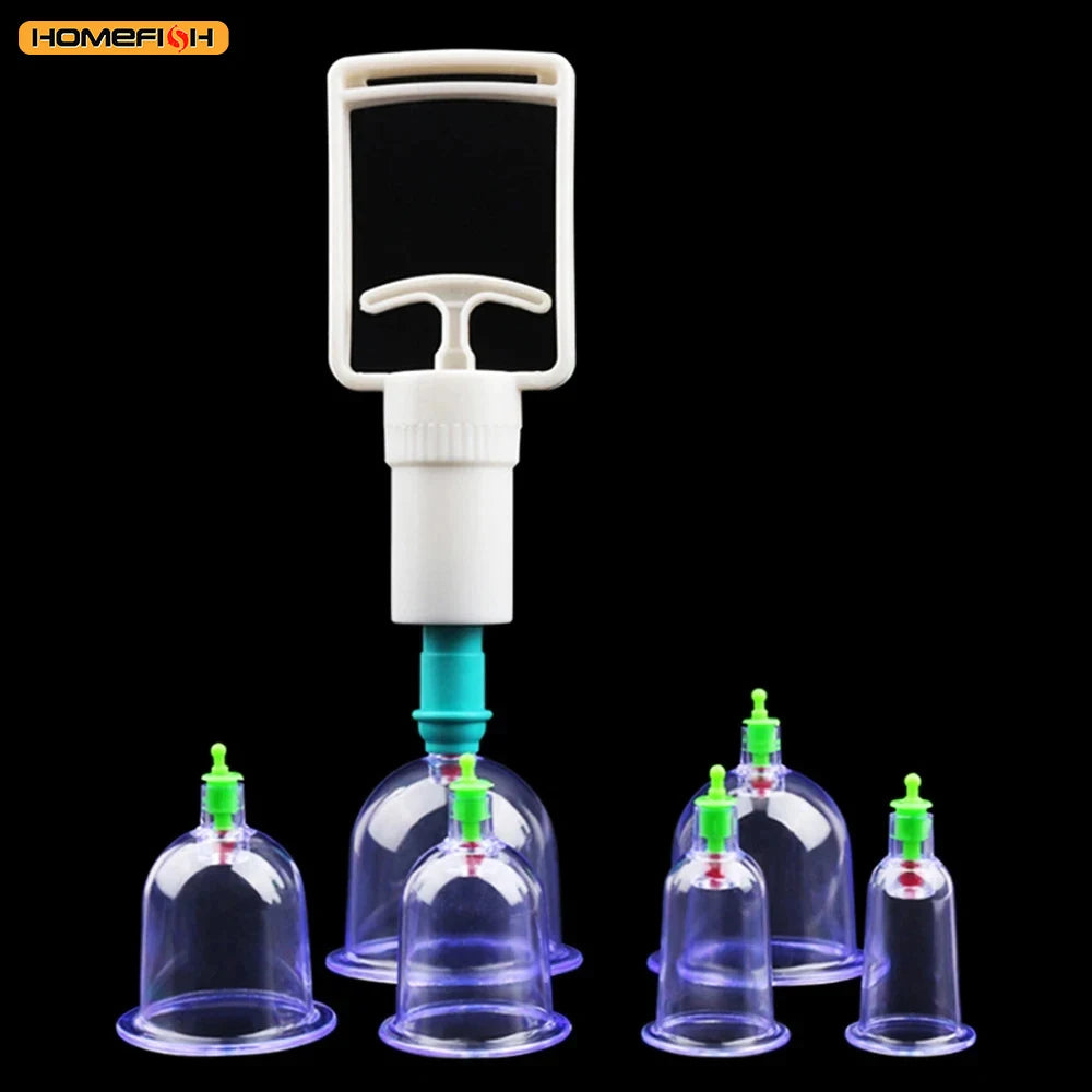 6 Saugnäpfe für Rücken-Vakuum-Schröpfmassage-Set mit Pumppistole für Körpermassage gegen Cellulite