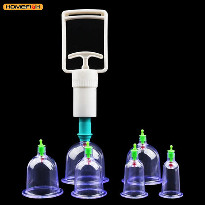 6 Saugnäpfe für Rücken-Vakuum-Schröpfmassage-Set mit Pumppistole für Körpermassage gegen Cellulite