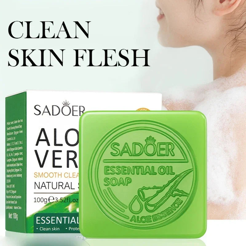 SADOER Aloe Gesichtsseife, Gesichtsreinigungsschaum, feuchtigkeitsspendend, straffend, ölregulierend, handgemachte Seife