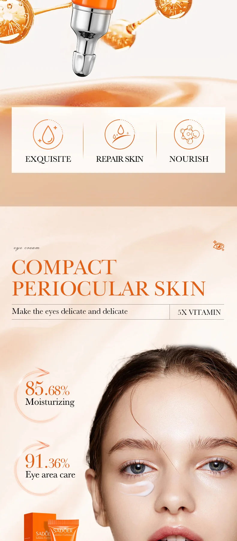 SADOER Vitamin C Hautpflege-Sets: Aufhellende Gesichtscreme, Anti-Falten-Feuchtigkeitscreme, Anti-Augenringe-Augencreme, Hautpflege-Set
