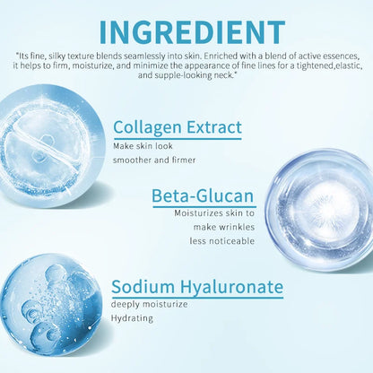 Kollagen-Halsmaske: Strafft, hellt auf und spendet Feuchtigkeit. Anti-Aging, festigt, nährt, glättet Falten. Intensive Feuchtigkeitspflege für einen jugendlichen Hals.