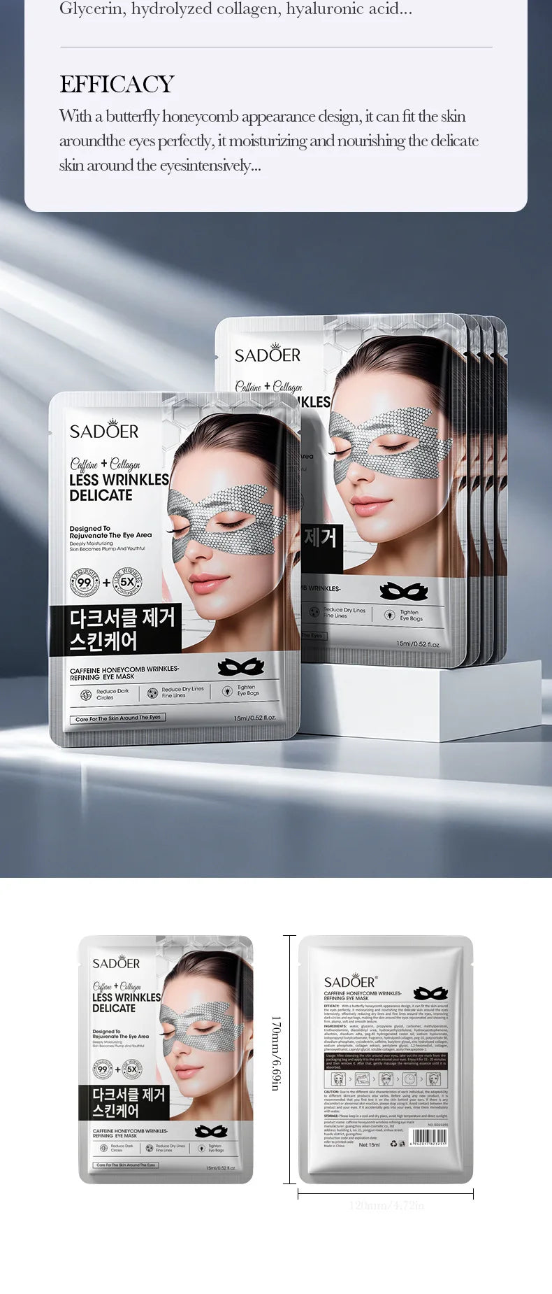 SADOER Goldene Peptid-Augenmaske
