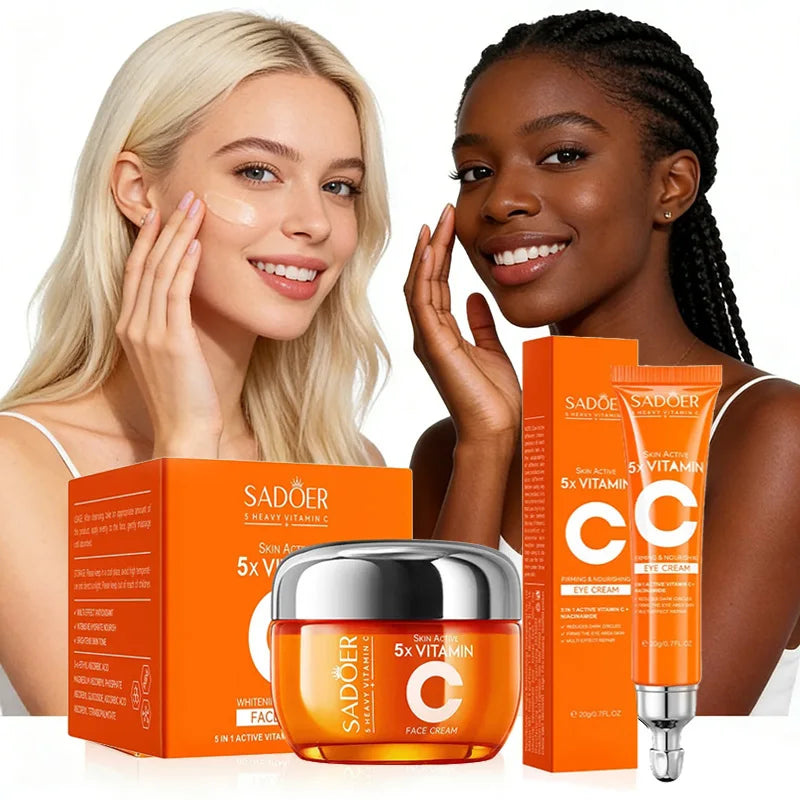 SADOER Vitamin C Gesichtscreme – Straffende, feuchtigkeitsspendende und aufhellende Gesichtscreme für schöne Haut