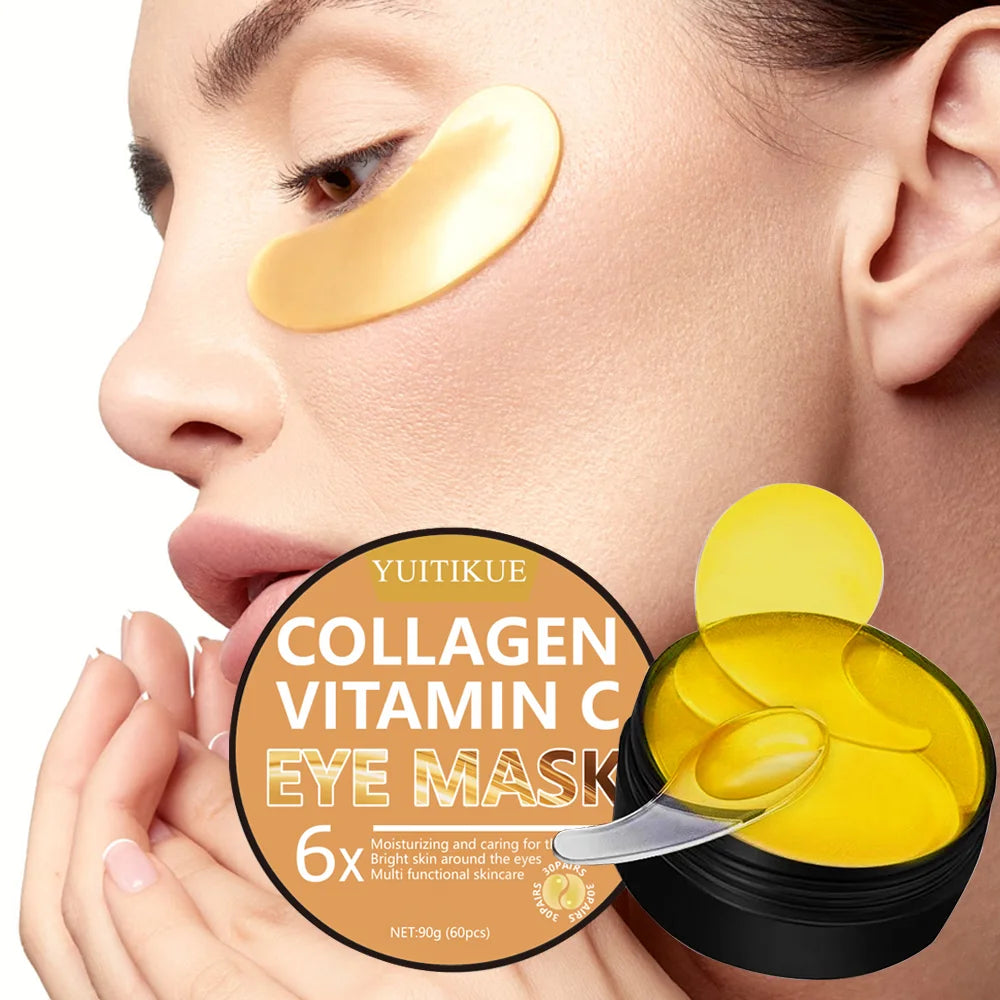 YUITIKUE Collagen-Vitamin-Augenmaske 6x mit Extra Serum – Hautfreundlich &amp; schnell einziehend, intensive Feuchtigkeitspflege, 90-g-Tiegel