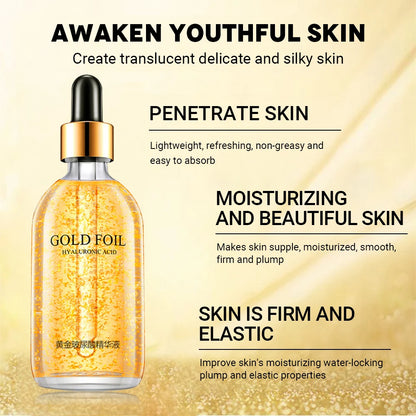 100 ml 24-Karat-Gold-Hyaluronsäure-Nicotinamid-Gesichtsserum – Anti-Aging-Gesichtsstraffung, Kollagen-Essenz, Hautpflege, Aufhellungsserum