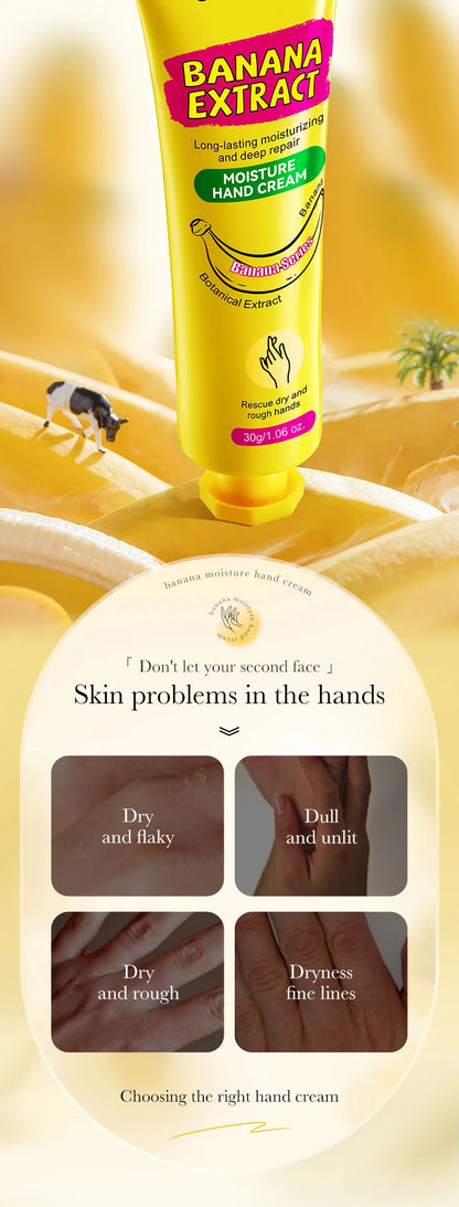 3/5 Stück SADOER Bananen-Handcreme – Anti-Trocknungs- und Risscreme – Feuchtigkeitsspendend, aufhellend, reparierend – für die Hautpflege der Hände