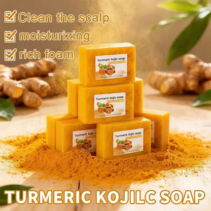 8 Stück Kurkuma-Zitronen-Koji-Säureseife, Weihnachtsgeschenkseife, Familienseife, 3-in-1-Effekt, sanfte Reinigung und Make-up-Entfernung