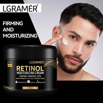 Retinol-Gesichtscreme für Männer – Feuchtigkeitsspendende Retinolcreme gegen Falten, Hautalterung, verfeinert die Poren, hellt die Haut auf und glättet sie.