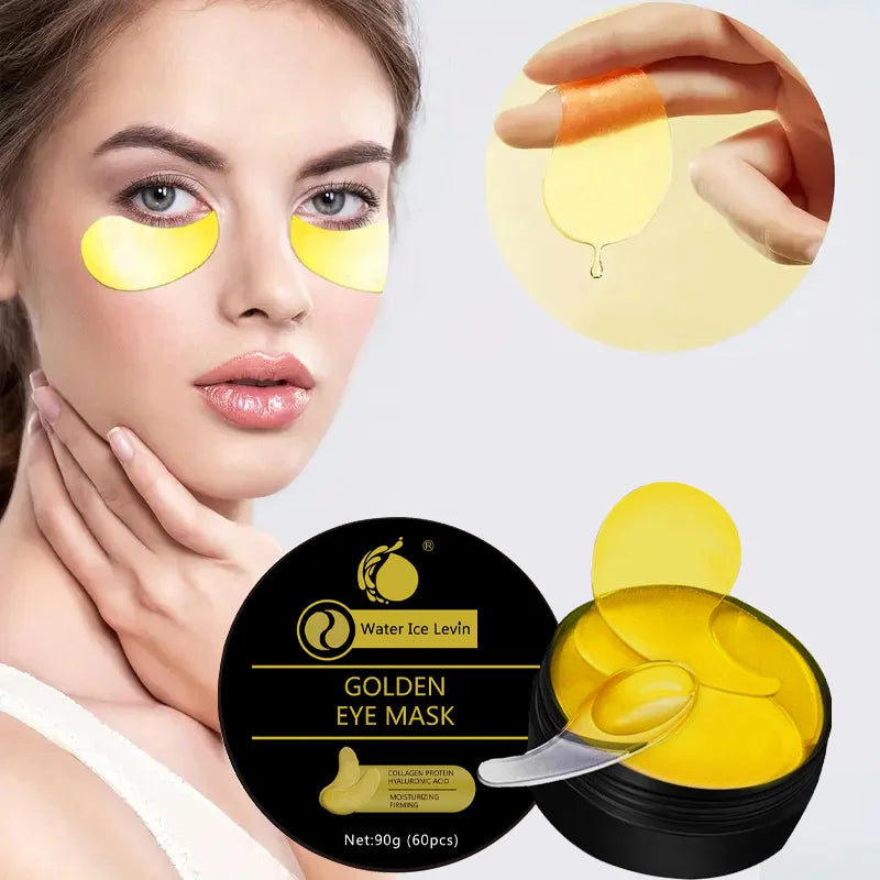 Goldene Augenmaske mit Kollagen und Aloe Vera – Hypoallergenes Feuchtigkeitspflaster, geeignet für alle Hauttypen, erhöht die Leuchtkraft und Elastizität der Haut, reduziert fahle Haut.