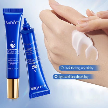 SADOER Kaviar Hyaluronsäure Augencreme – Anti-Aging Behandlung gegen dunkle Ringe &amp; Tränensäcke