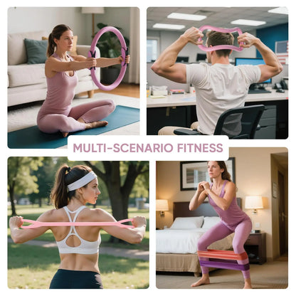 12-teiliges Yoga-Kreis-Fitnessset, einfarbiges PP, Dehnungs- und Core-Trainingsgeräte, Fitnessgeräte für Muskelaufbau und Flexibilität