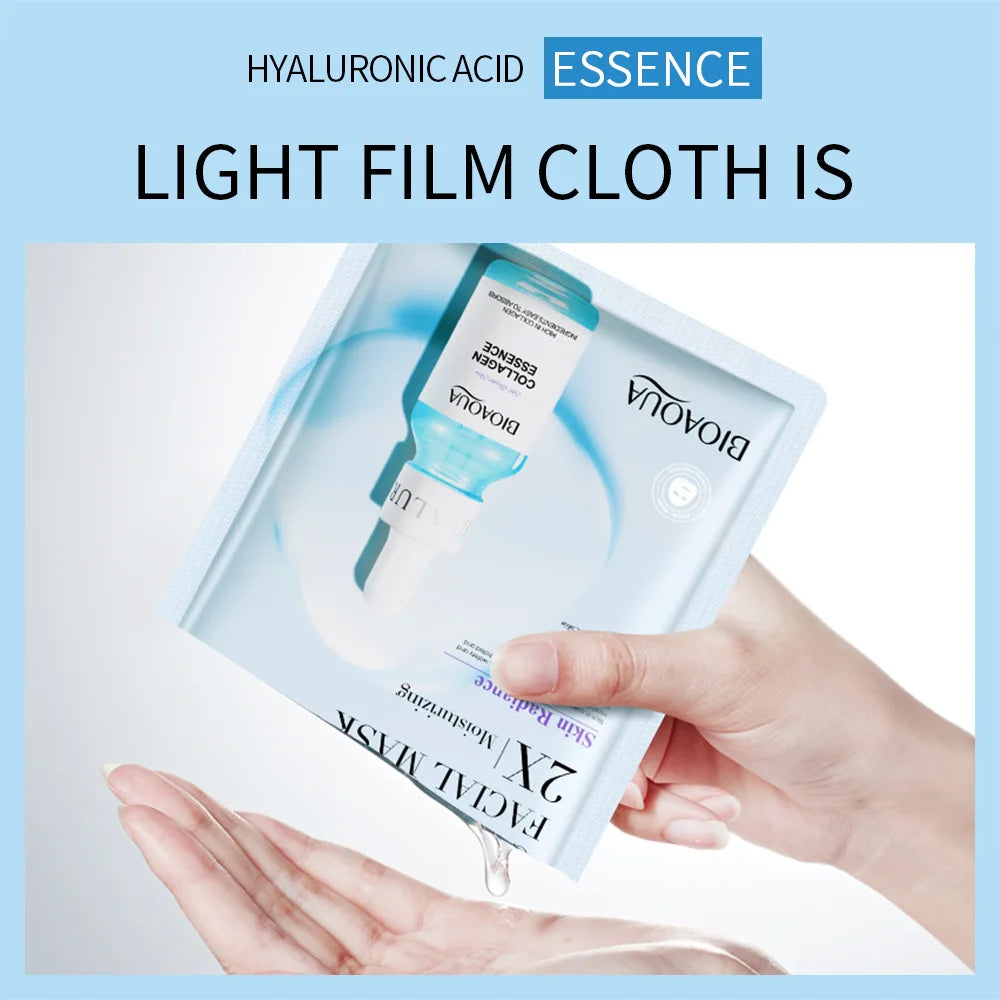 20 Stück BIOAQUA Centella Collagen Gesichtsmasken Feuchtigkeitsspendende, erfrischende Tuchmasken Hyaluronsäure-Gesichtsmaske Hautpflegeprodukte