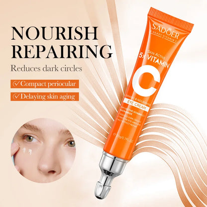 SADOER Vitamin C Hautpflege-Sets: Aufhellende Gesichtscreme, Anti-Falten-Feuchtigkeitscreme, Anti-Augenringe-Augencreme, Hautpflege-Set