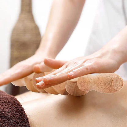 6-in-1-Massagegerät aus Holz zur Lymphdrainage, Anti-Cellulite und Faszienmassage für die Ganzkörper-Muskulaturentspannung