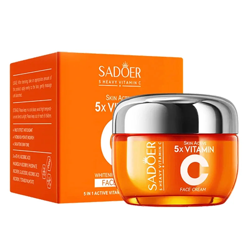 SADOER Vitamin C Hautpflege-Sets: Aufhellende Gesichtscreme, Anti-Falten-Feuchtigkeitscreme, Anti-Augenringe-Augencreme, Hautpflege-Set
