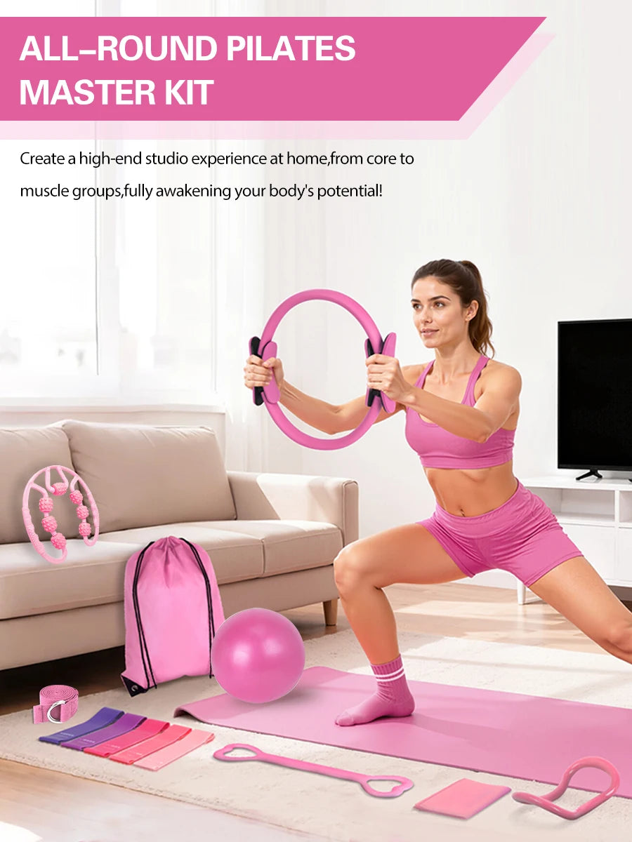 Pilates-Yoga-Set, 13-teiliges Heim-Pilates-Set für Frauen, Pilates-Ausrüstung, Fitness-Basics, Starter-Set, Zubehör