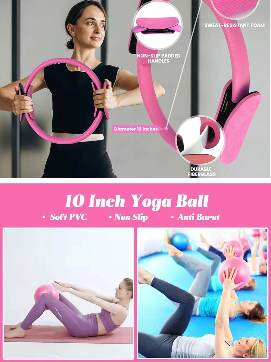 Pilates-Yoga-Set, 13-teiliges Heim-Pilates-Set für Frauen, Pilates-Ausrüstung, Fitness-Basics, Starter-Set, Zubehör