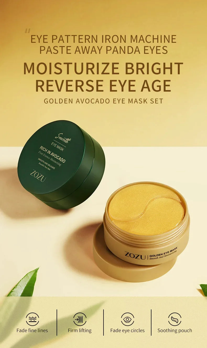 120 Stück Avocado Golden Collagen Augenmasken gegen Augenringe und Tränensäcke, feuchtigkeitsspendend, Anti-Falten-Augenpads, Hautpflegeprodukte