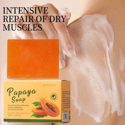 100 g KORMESIC Handgemachte Papaya-Seife für Dusche und Gesicht – reinigend, gegen Akne, aufhellend und zur Entfernung von Akne
