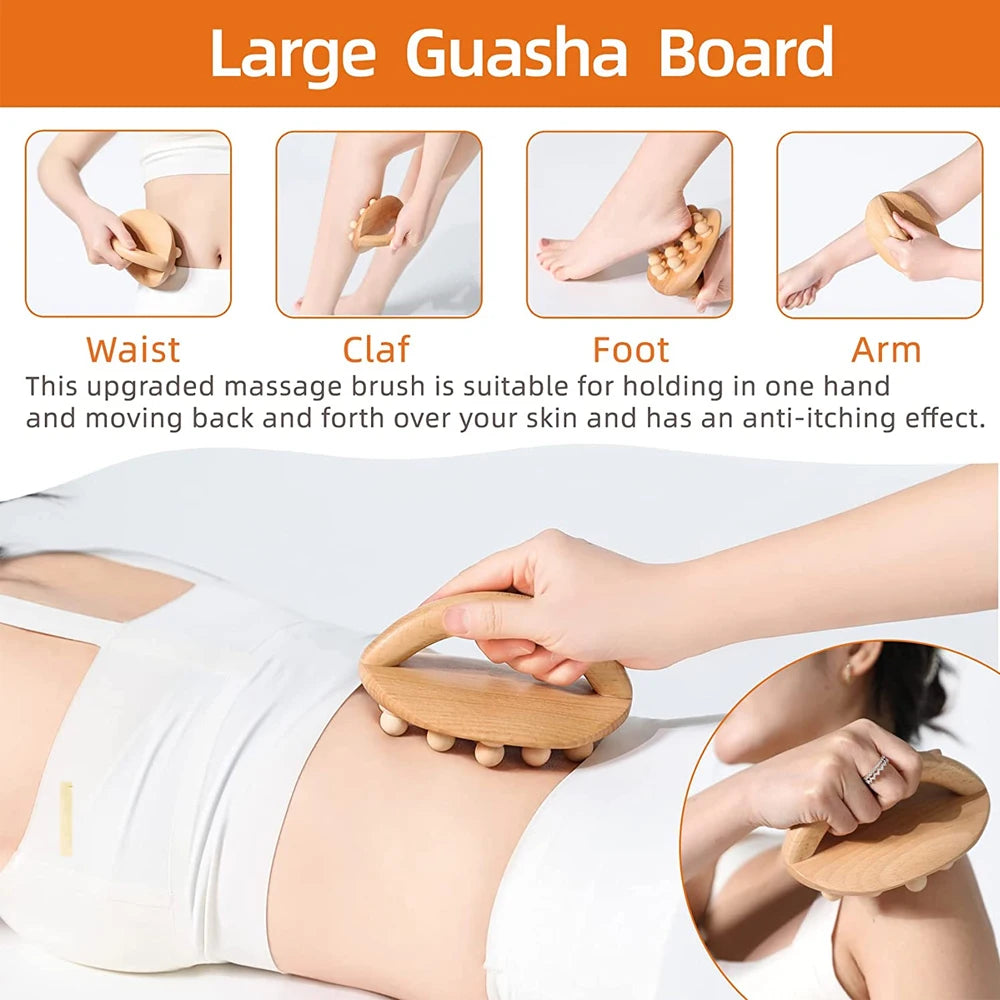 1 Stück Holzmassagegerät Maderoterapia Massageroller Anti-Cellulite Schlankheitsmassage Gua Sha Massagegerät für Körper, Rücken und Füße