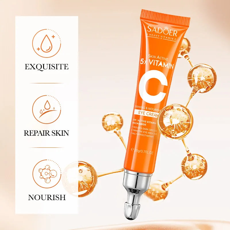 SADOER Vitamin C Hautpflege-Sets: Aufhellende Gesichtscreme, Anti-Falten-Feuchtigkeitscreme, Anti-Augenringe-Augencreme, Hautpflege-Set