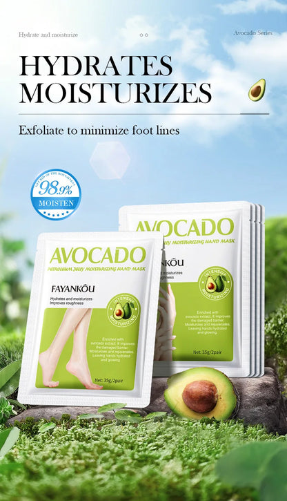 5 Paar Avocado-Peeling-Fußmasken für die Fußpflege – Entfernt abgestorbene Hautschüppchen – Feuchtigkeitsspendende Fußpeeling-Masken – Hautpflegeprodukte