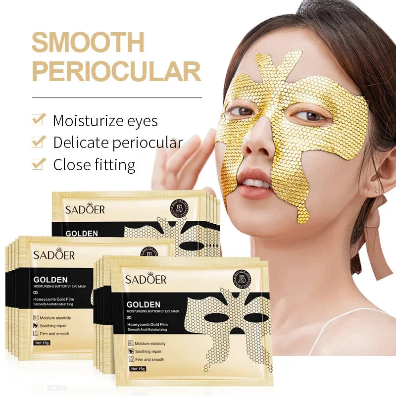 10 Stück SADOER Peptid-Golden-Kollagen-Augenmaske Feuchtigkeitsspendend Straffend Glättend Anti-Augenringe Augenmasken Hautpflege