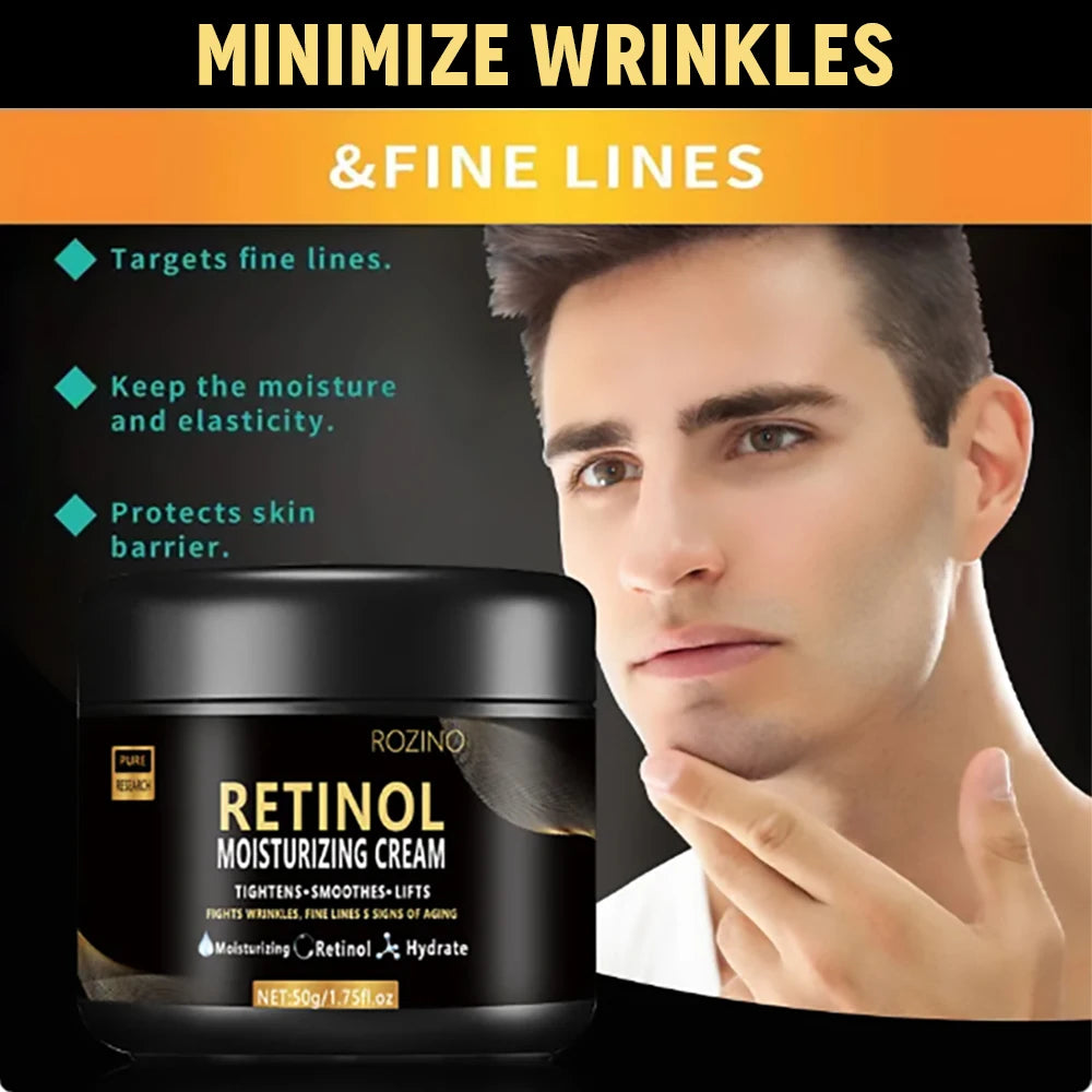 Retinol-Gesichtscreme für Männer – Feuchtigkeitsspendende Retinolcreme gegen Falten, Hautalterung, verfeinert die Poren, hellt die Haut auf und glättet sie.