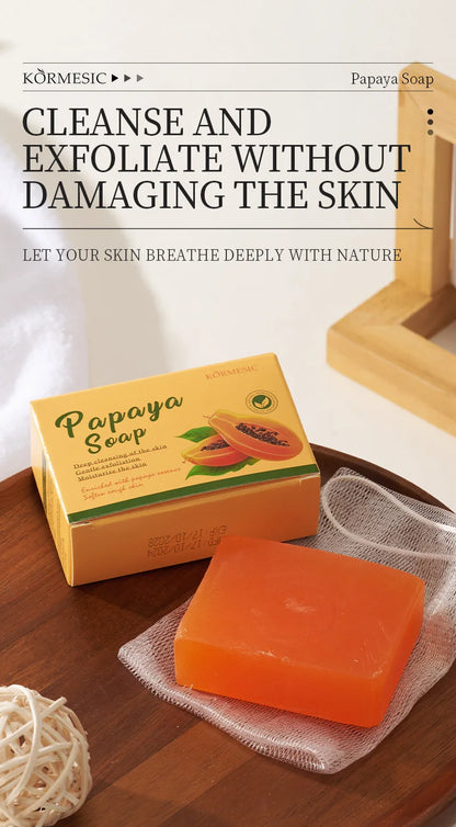 100 g KORMESIC Handgemachte Papaya-Seife für Dusche und Gesicht – reinigend, gegen Akne, aufhellend und zur Entfernung von Akne